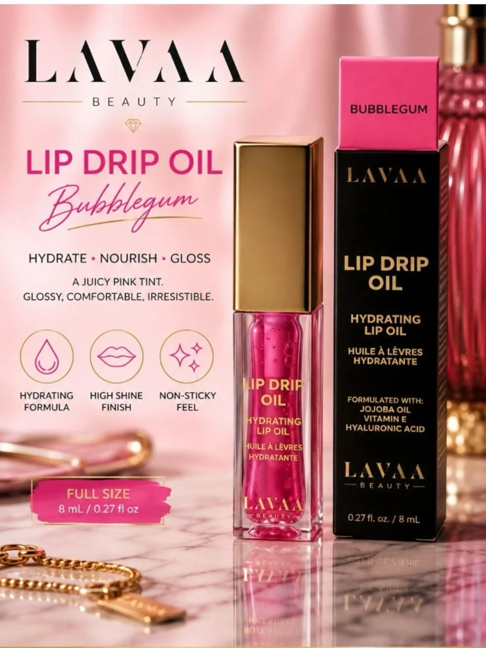 Lip Drip Oil – Bubblegum Pink Hydrating Gloss